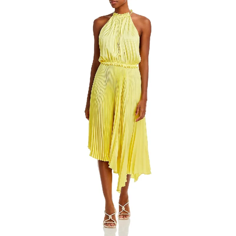 A.L.C. Womens Claudia Pleated Halter Cocktail And Party Dress