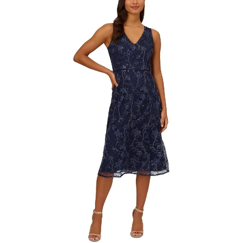 Papell Studio by Adrianna Papell Womens Mesh Cocktail and Party Dress