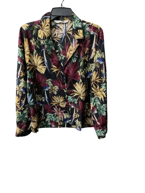 Top Long Sleeve By Zara Basic In Floral Print, Size: L