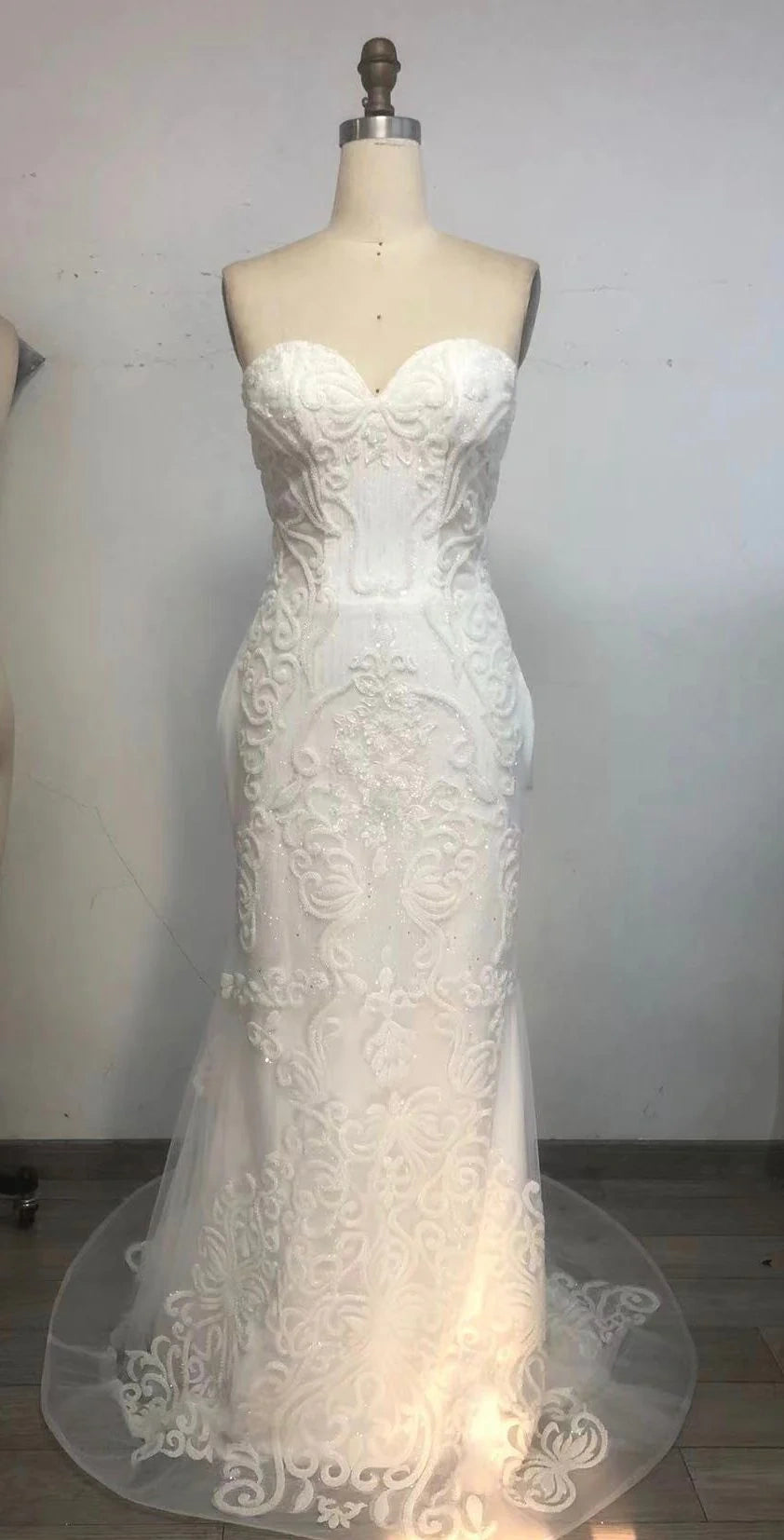 White Prom dress wedding reception dress lace evening dress gh2626