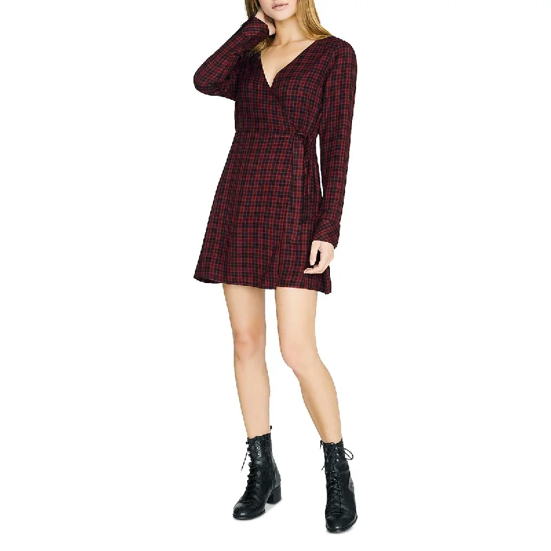 Sanctuary Womens Upbeat Faux Wrap Plaid Cocktail And Party Dress