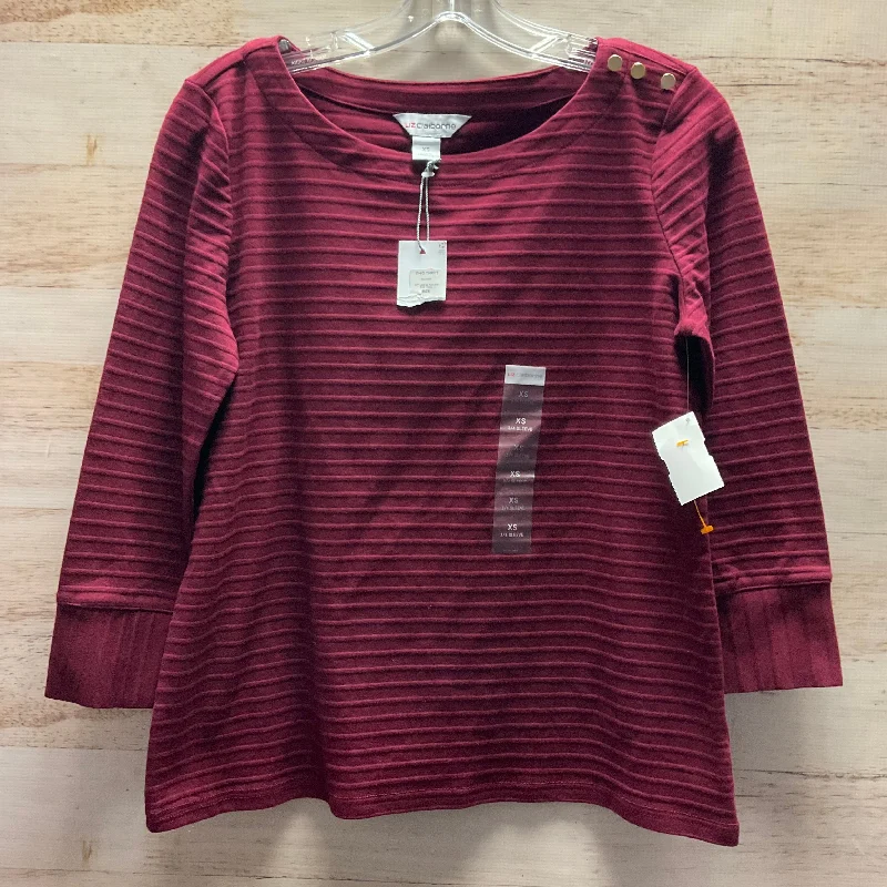 Top Long Sleeve By Liz Claiborne In Maroon, Size: Xs