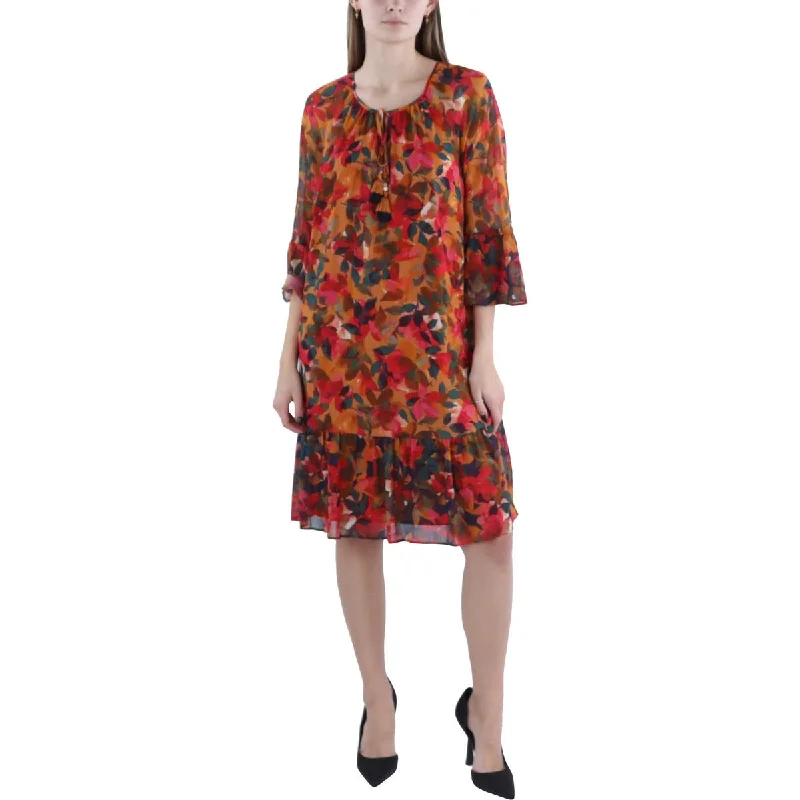 Vince Camuto Womens Plus Chiffon Floral Cocktail And Party Dress