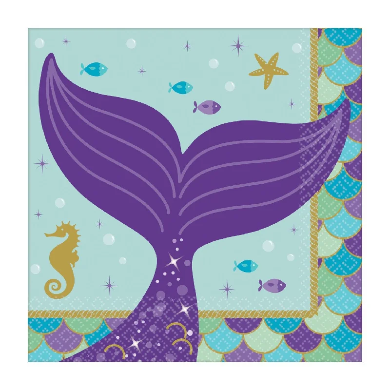 Mermaid Party Paper Napkins - 33cm