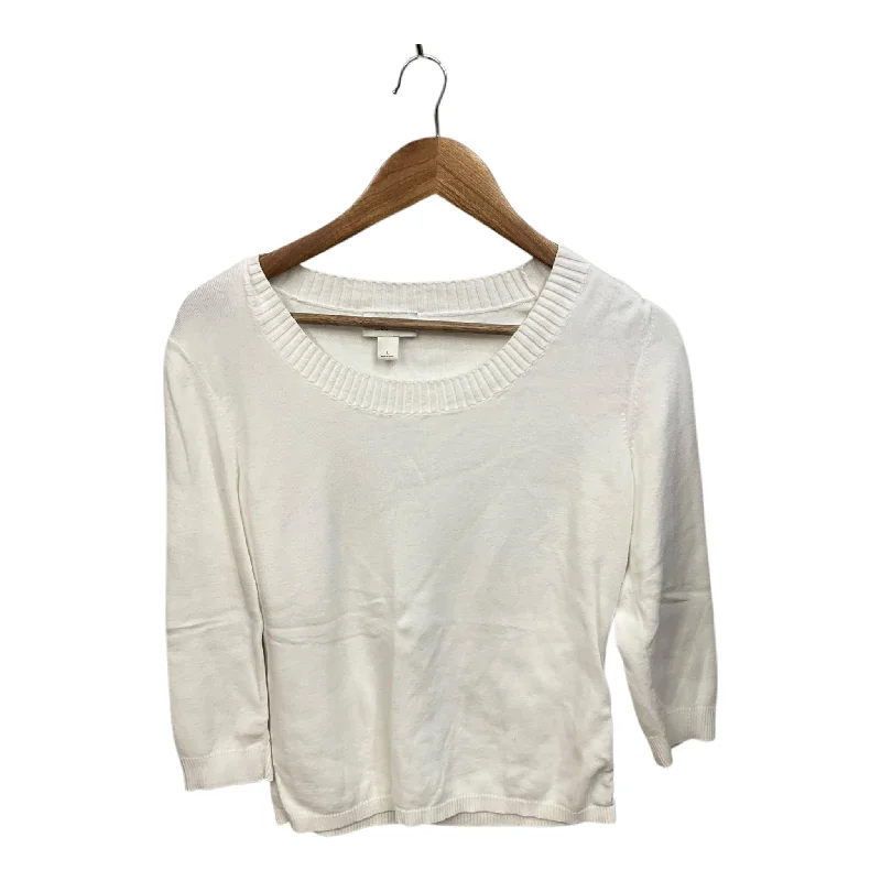 Top Long Sleeve By Loft In White, Size: L