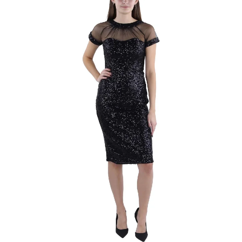 Maggy London Womens Sequined Mesh Cocktail And Party Dress