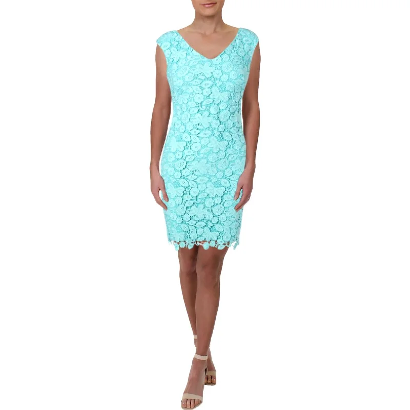 Lauren Ralph Lauren Womens Montie Lace V-Neck Party Dress