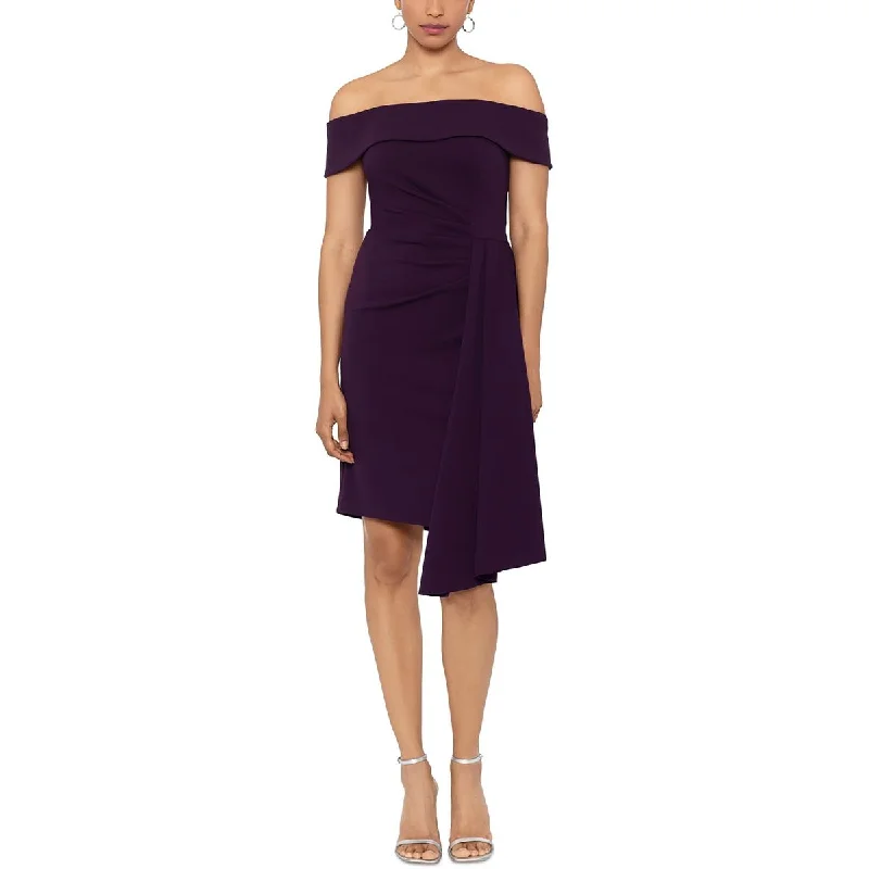 Xscape Womens Crepe Off-The-Shoulder Cocktail And Party Dress