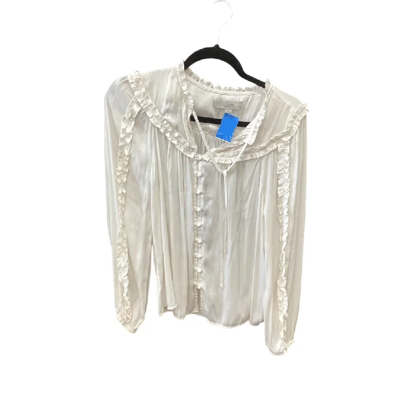 Top Long Sleeve By Loft In White, Size: S