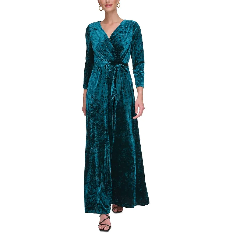 DKNY Womens    Belted Long Cocktail And Party Dress