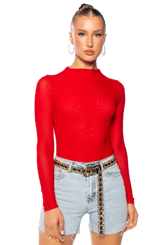 PAXTON SEXY DOUBLE MESH LONG SLEEVE BODYSUIT