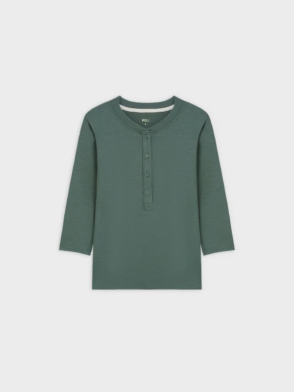 4 BUTTON HENLEY TEE-GREEN