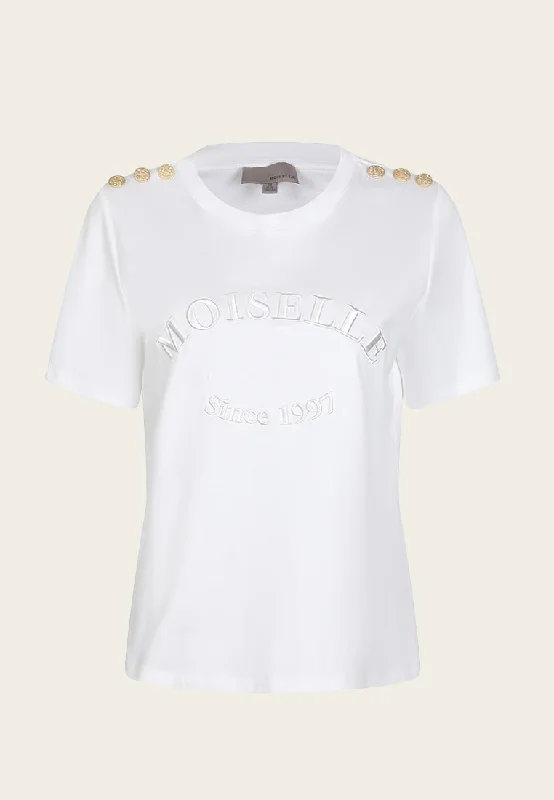 MOISELLE Embroidered White T-Shirt