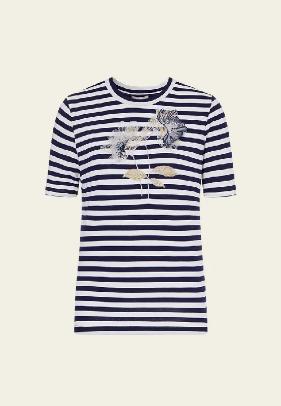 Striped Embroidered T-shirt