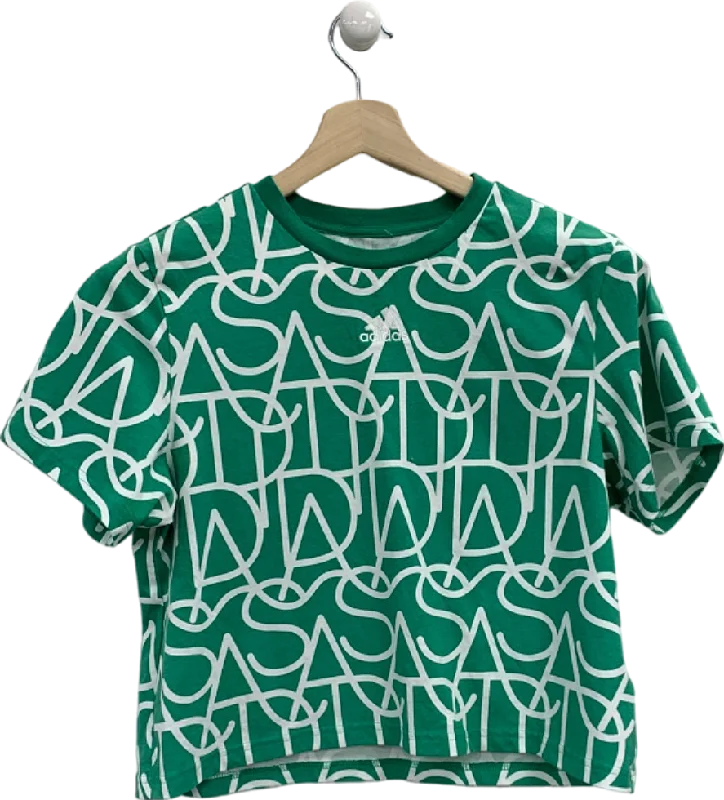 Adidas Green Patterned T-Shirt UK S