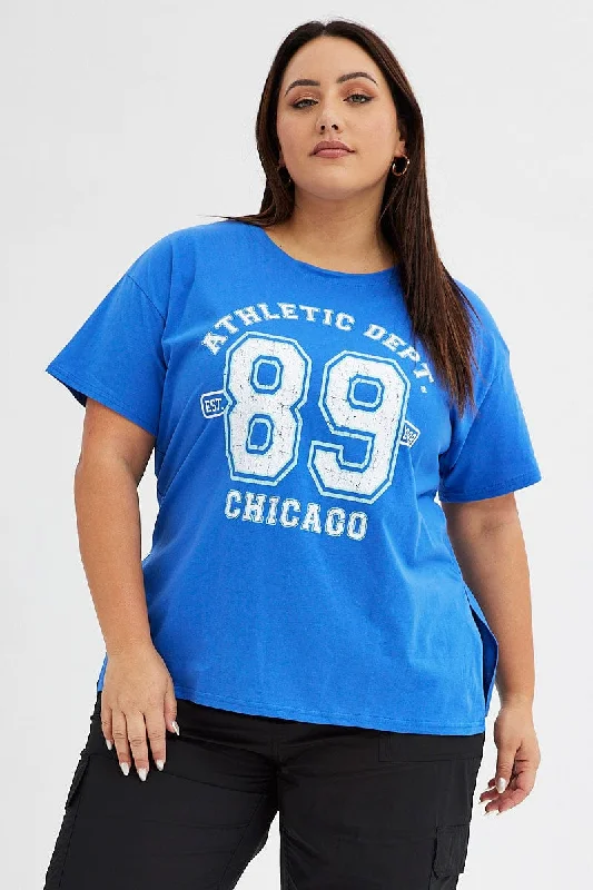 Blue Graphic T-shirt 98 Athletic Dept Cotton Jersey