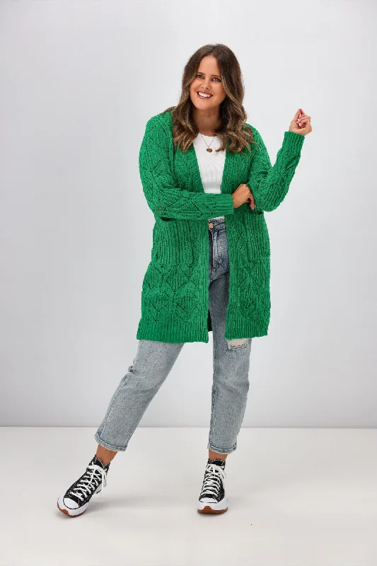 Boho Australia Fia Cable Cardigan Jade Green