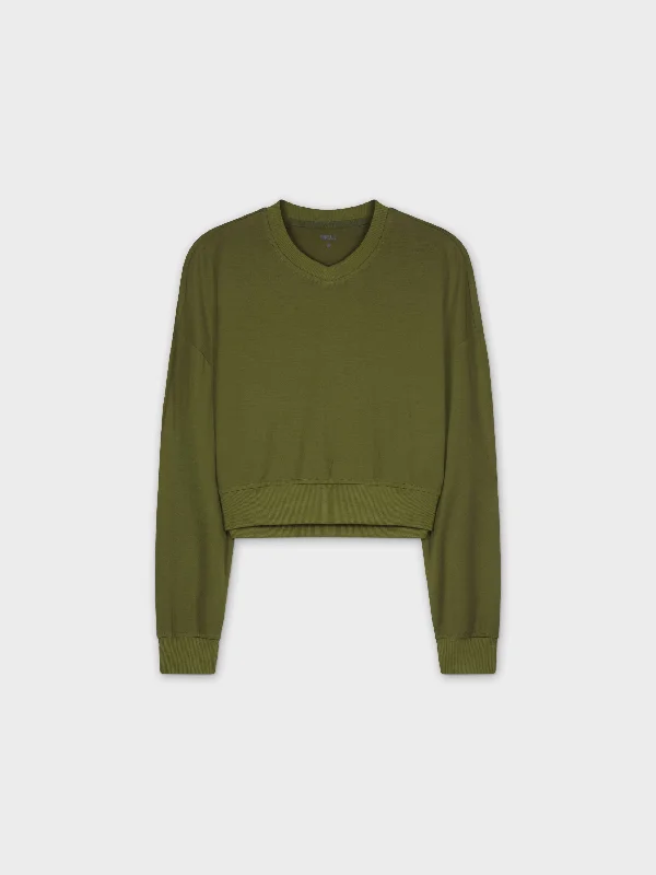 CROPPED TEE-OLIVE