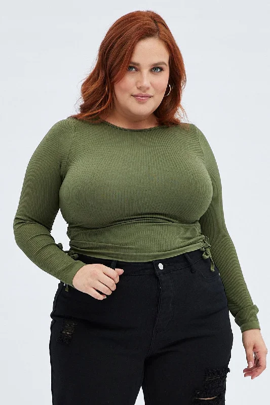 Green T-shirt Short Sleeve Crew Neck Seamless