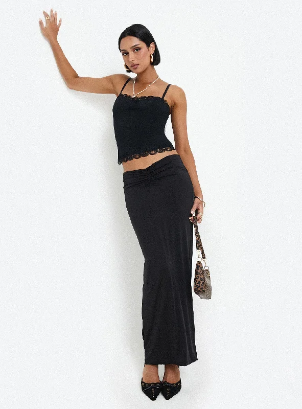 Kalyn Ruched Front Maxi Skirt Black