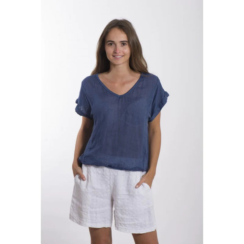 Linen Tee Navy