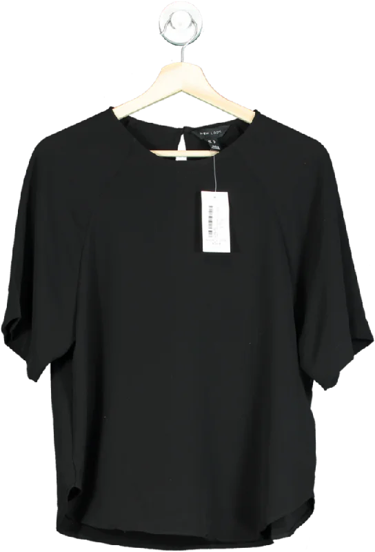 New Look Black Woven Tee UK 10