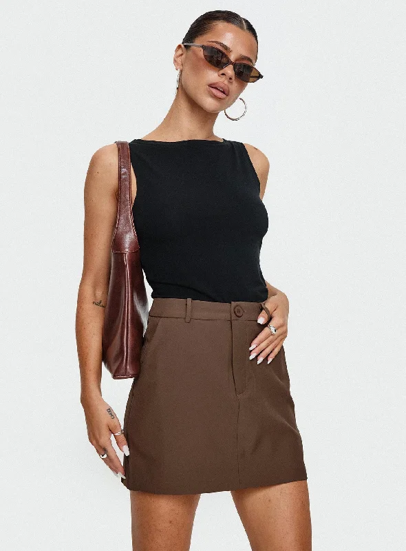 Sabyna Tailored Mini Skirt Brown