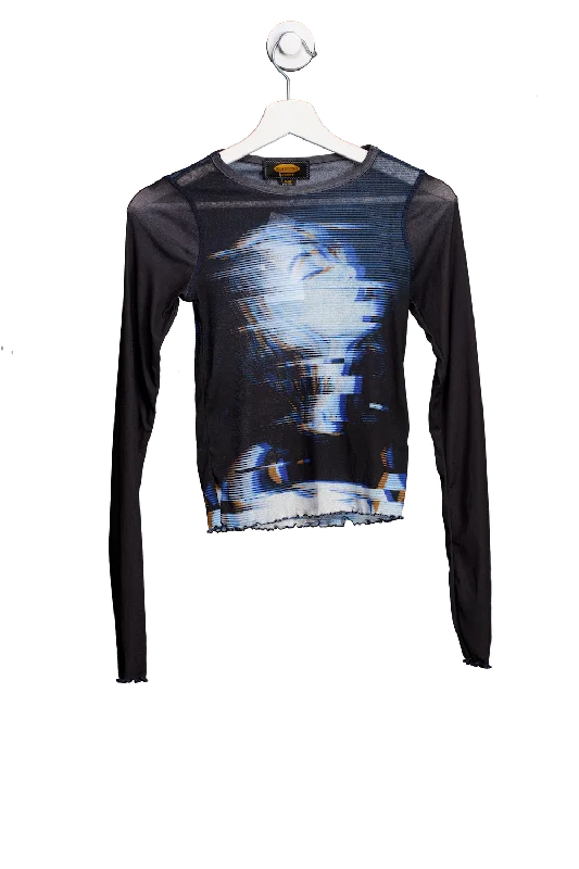 Urban Outfitters Black Archive Face Long Sleeve T-shirt UK XS