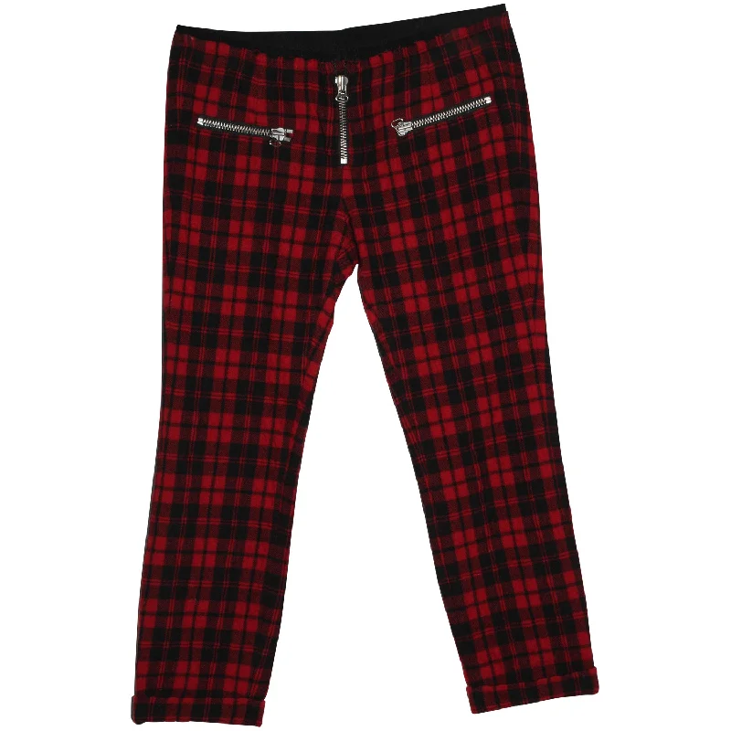 Isabel Marant Plaid Pants in Red Virgin Wool