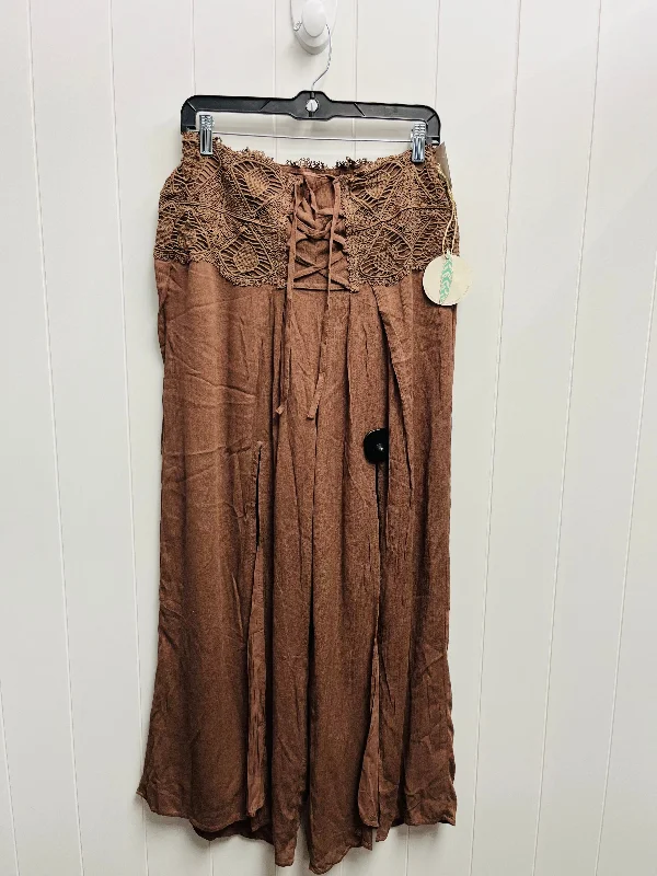 Pants Wide Leg By Hummingbird In Taupe, Size: L