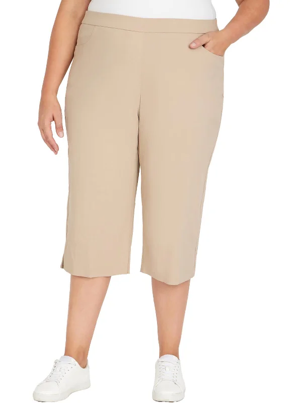 Plus Womens Tummy Slimming Rayon Carpi Pants