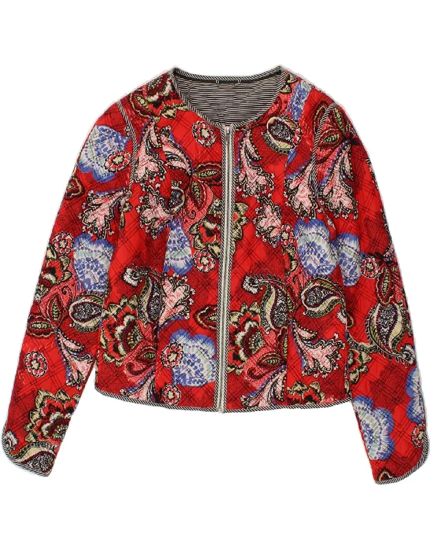 VINTAGE Womens Bomber Jacket UK 10 Small Red Paisley