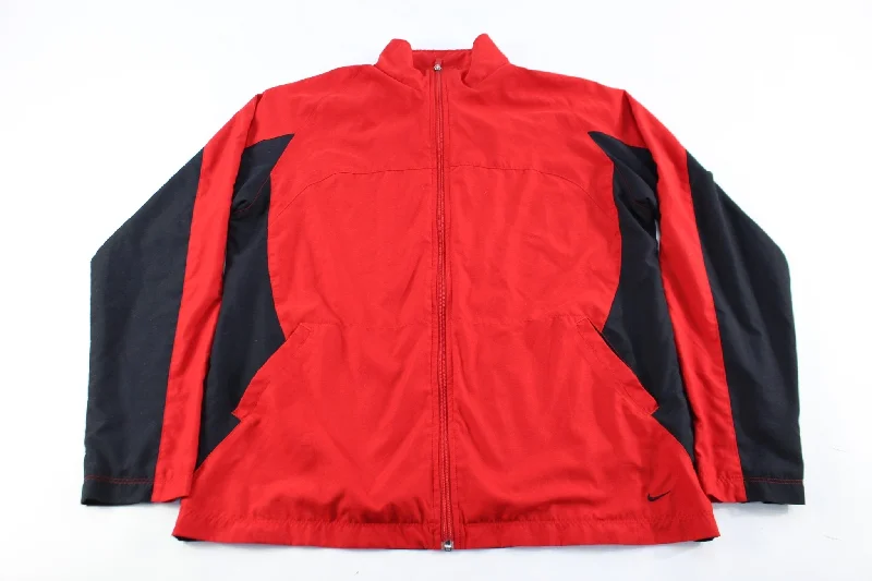 Youth Nike Embroidered Logo Black & Red Zip Up Jacket