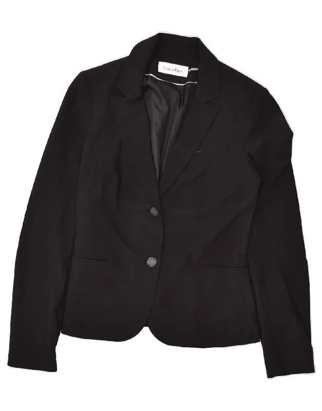 CALVIN KLEIN Womens 2 Button Blazer Jacket UK 12 Medium Black