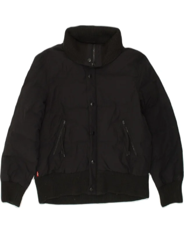 LEVI'S Womens Padded Jacket UK 14 Large Black Polyamide