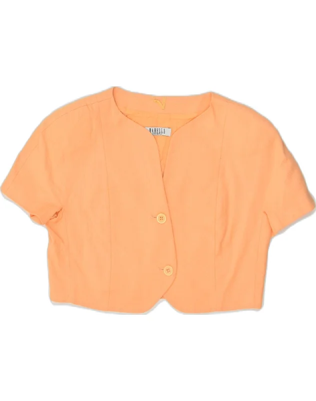 MARELLA Womens Short Sleeve Bolero Jacket UK 16 Large  Orange Cotton