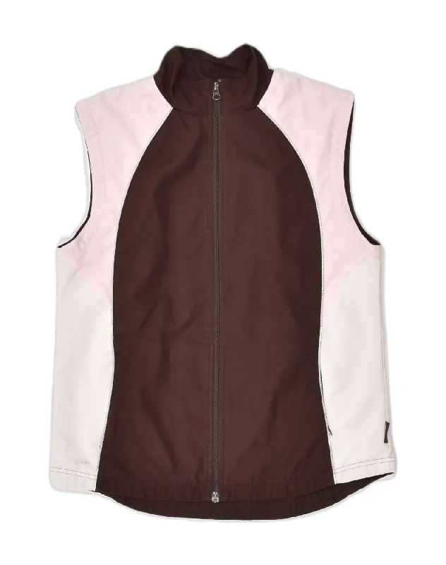 REEBOK Womens Gilet UK 16 Large Brown Colourblock