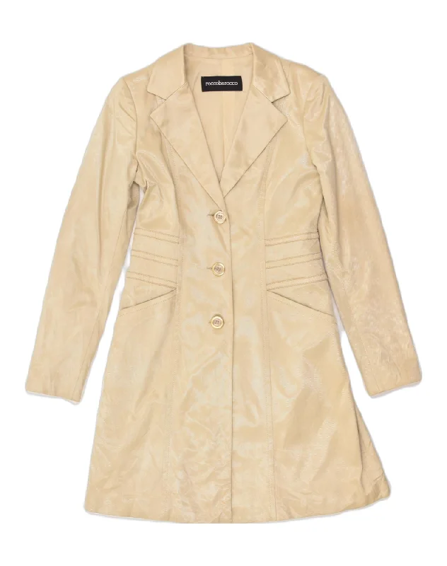 ROCCOBAROCCO Womens Overcoat UK 12 Medium Beige Polyester