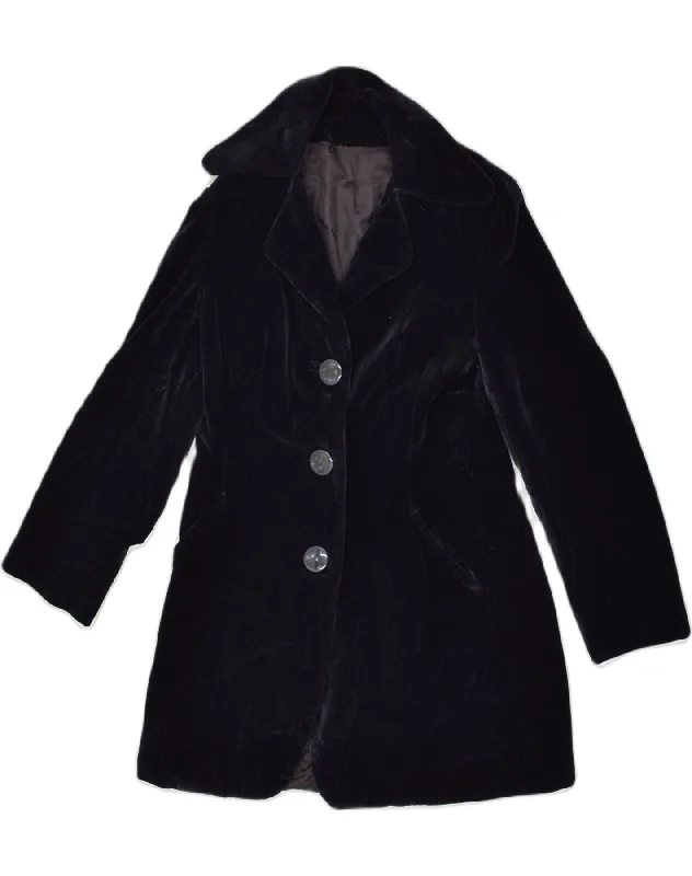 VINTAGE Womens Overcoat UK 14 Medium Navy Blue