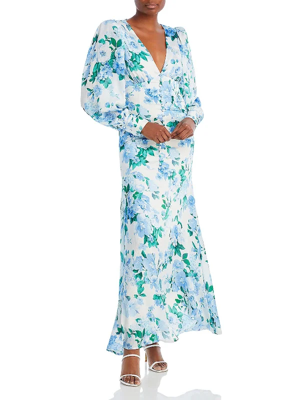 Lisette Womens Chiffon Floral Maxi Dress