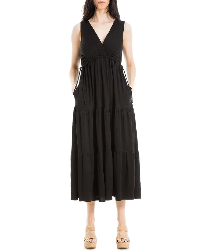 Max Studio Sleeveless V-Neck Maxi Tiered Dress