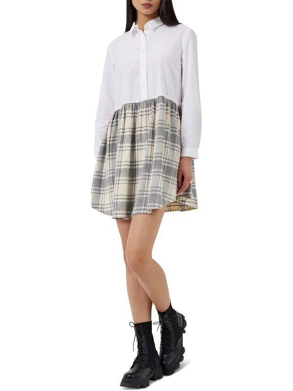 Womens Flannel Mini Shirtdress