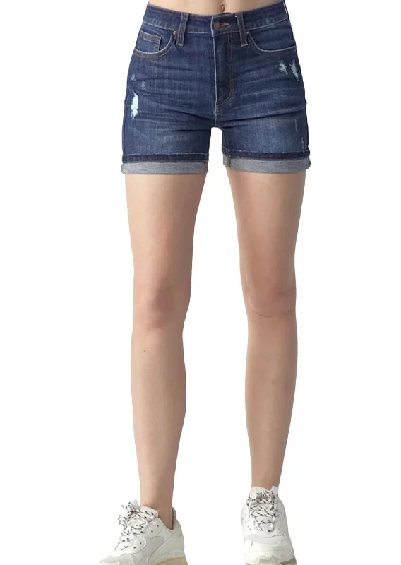 Cuffed Mid-Rise Short - Plus In Dark Wash