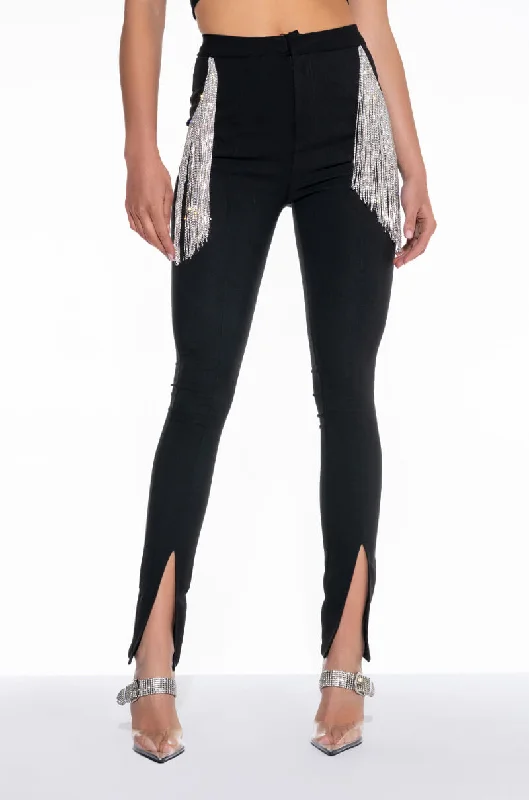 DECKED OUT RHINESTONE FRINGE PANT