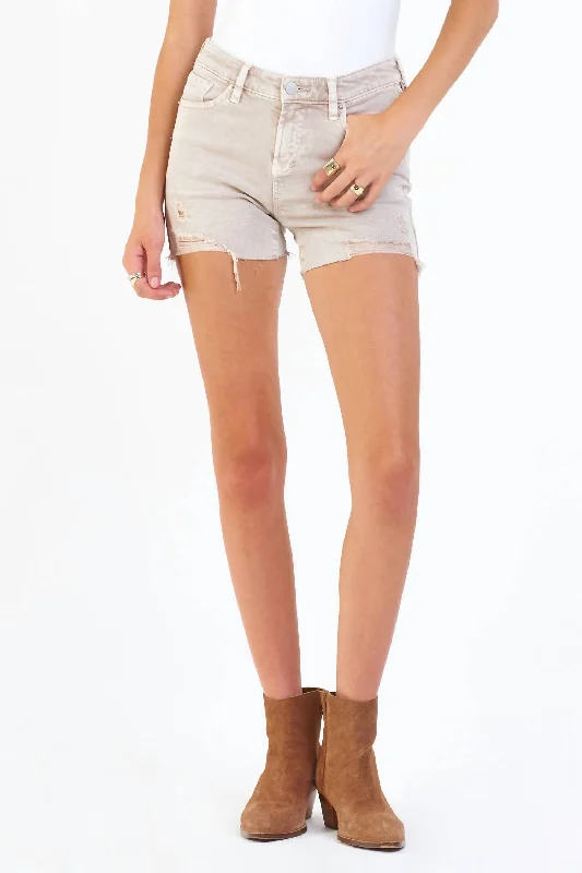 Gigi High Rise Denim Shorts In Sesame