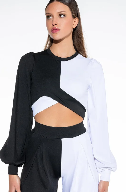 NALA COLORBLOCK CROPPED BLOUSE