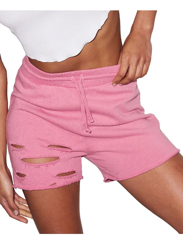 Womens Raw Hem Distressed Casual Shorts