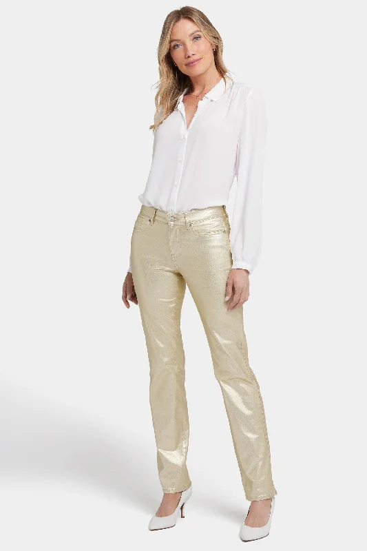 Coated Marilyn Straight Jeans In Petite  - Gold Coated