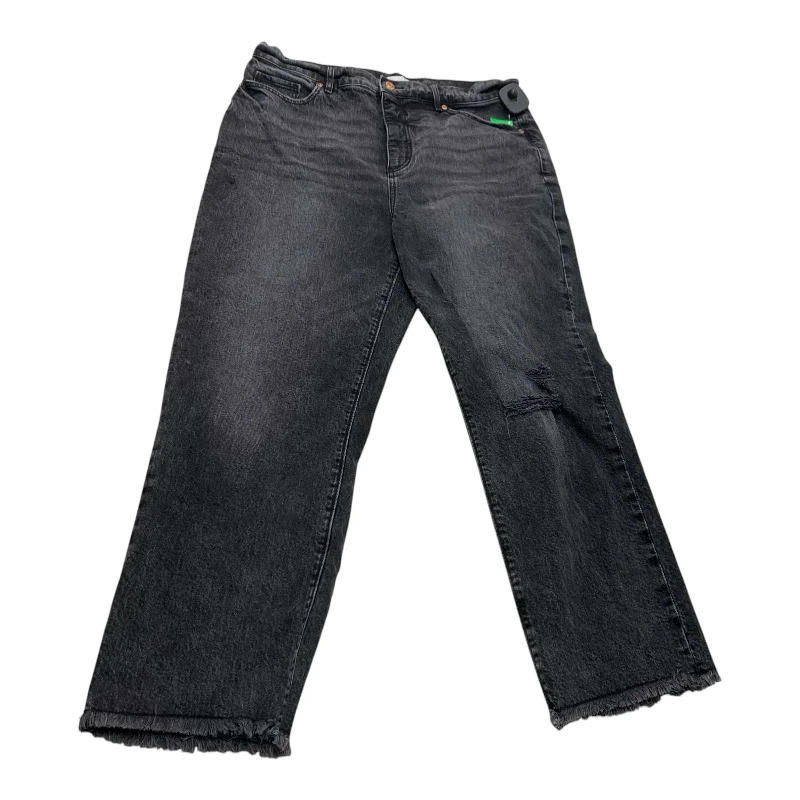 Jeans Straight By Loft In Black Denim, Size: 12