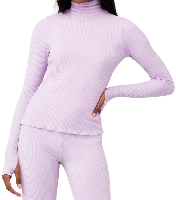 Layer Up Top In Lilac Rib Knit